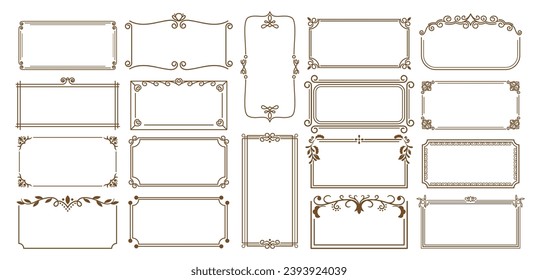 Set of Exquisite Ensemble Of Classical Frames, Boasting Timeless Elegance And Intricate Details, Perfect For Showcasing Cherished Memories Or Adding A Touch Of Sophistication. Vector Illustration