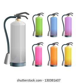 Set of extinguisher isolated on white. Vector design.
