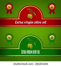Set of extra virgin olive oil labels - red and green
