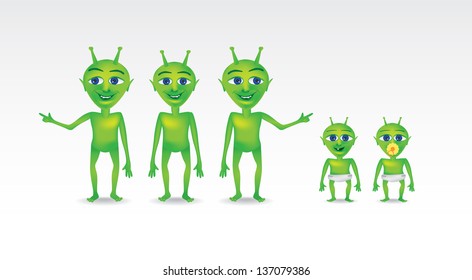 Set of extraterrestrial characters, illustration