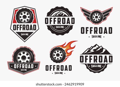 Set of extreme sports offroad logo on white background