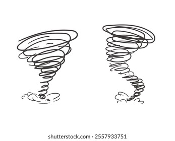 Set of extreme tornado doodle. tornado line illustration