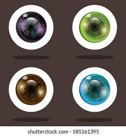 Set of  eye ball, iris eye  isolated on white background.