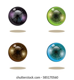 Set of  eye ball, iris eye  isolated on white background.