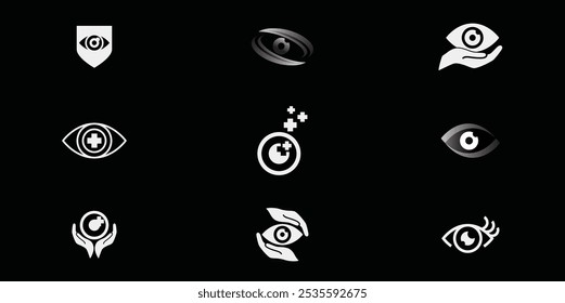 Conjunto de modelo de design de logotipo de conceito de oftalmologia, design de logotipo de oftalmologia Vetor, Símbolo de ícone