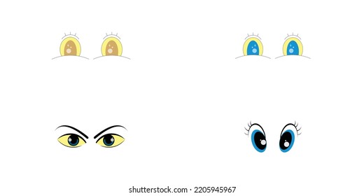 Set eye cartoon logo design with creative concept premium vector