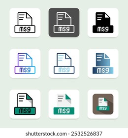 Set of eye catching msg file format icons with bright colors and a modern style.