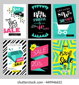 Set of eye catching web banners for shopping, sale, product promotion, clearance. Vector illustrations for social media banners, posters, email and newsletter designs, ads, promotional material.