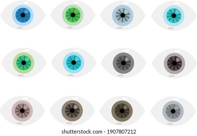 Set of eye colors, flat illustration
