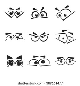 Set of eye emotions, isolated on the white background.