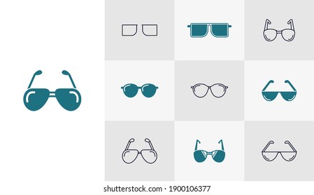 Set of Eye glass icon vector template, Travel design icon concepts, Creative design
