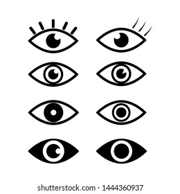 Set of eye icon flat design isolated on white background - vector illustration.