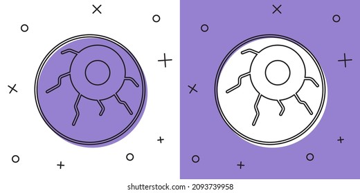 Set Eye icon isolated on white and purple background. Happy Halloween party.  Vector