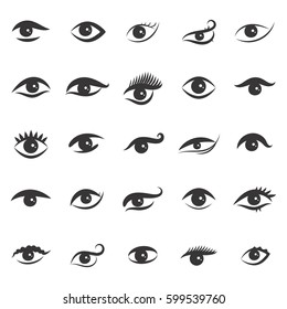 Set of Eye Icon Isolated on White Background. Ophthalmologist Logos or Elements Collection