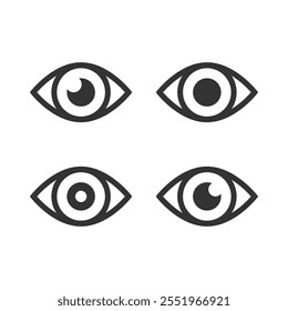 Set of eye icon sign flat design isolated vector illustration on white background.