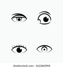 
Set of Eye Icon. Symbol of Sight Identification. One of Human Sense Illustration. Types of Perception Vector and Flat Design.