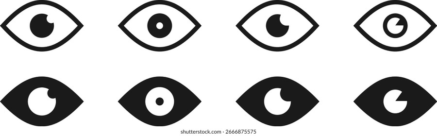 Set of Eye Icon Vectors | Vision Symbol, Watch, View and Eye Line Art Design Collection