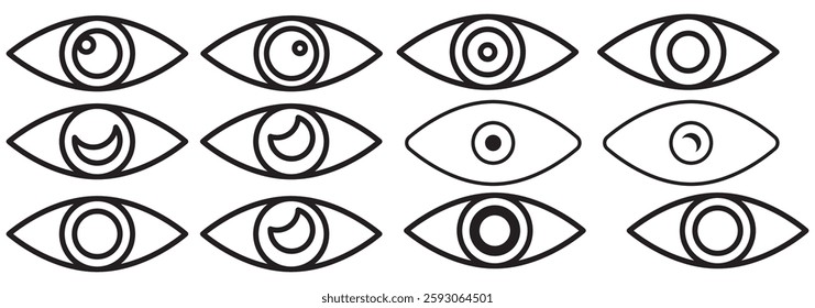 Set eye icons, different eye collection icon – vector