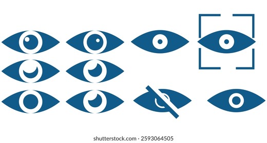 Set eye icons, different eye collection icon – vector