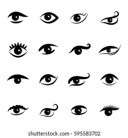 Set of Eye Icons Isolated on White Background. Ophthalmologist Logos or Elements Collection