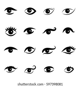 Set of Eye Icons Isolated on White Background. Ophthalmologist Logos or Elements Collection