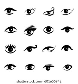 Set of Eye Icons Isolated on White Background. Ophthalmologist Logos or Elements Collection