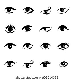 Set of Eye Icons Isolated on White Background. Ophthalmologist Logos or Elements Collection
