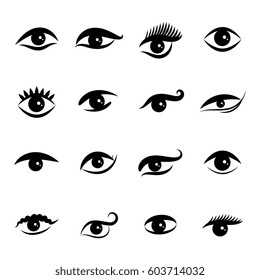 Set of Eye Icons Isolated on White Background. Ophthalmologist Logos or Elements Collection
