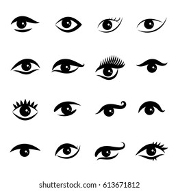 Set of Eye Icons Isolated on White Background. Ophthalmologist Logos or Elements Collection