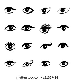 Set of Eye Icons Isolated on White Background. Ophthalmologist Logos or Elements Collection