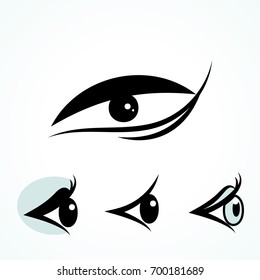Set of Eye Icons Isolated on White Background. Ophthalmologist Logos or Elements Collection