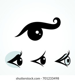 Set of Eye Icons Isolated on White Background. Ophthalmologist Logos or Elements Collection