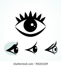 Set of Eye Icons Isolated on White Background. Ophthalmologist Logos or Elements Collection