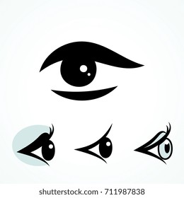 Set of Eye Icons Isolated on White Background. Ophthalmologist Logos or Elements Collection