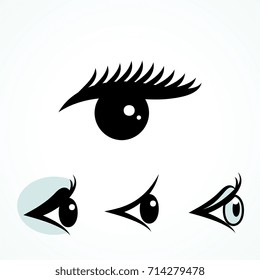Set of Eye Icons Isolated on White Background. Ophthalmologist Logos or Elements Collection