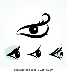 Set of Eye Icons Isolated on White Background. Ophthalmologist Logos or Elements Collection