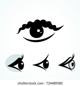 Set of Eye Icons Isolated on White Background. Ophthalmologist Logos or Elements Collection