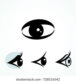 Set of Eye Icons Isolated on White Background. Ophthalmologist Logos or Elements Collection