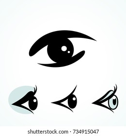 Set of Eye Icons Isolated on White Background. Ophthalmologist Logos or Elements Collection