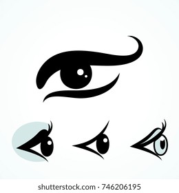 Set of Eye Icons Isolated on White Background. Ophthalmologist Logos or Elements Collection
