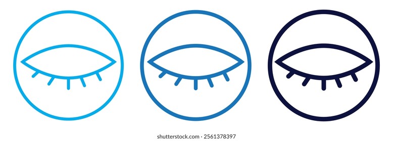 A set of eye icons. Open eye, closed eye, viewing is unavailable. A view or visibility symbol. Isolated vector illustration on white background.