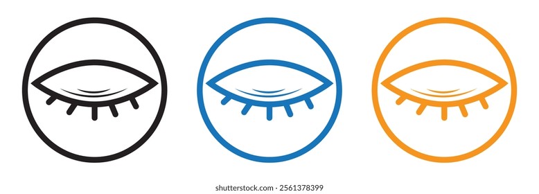 A set of eye icons. Open eye, closed eye, viewing is unavailable. A view or visibility symbol. Isolated vector illustration on white background.