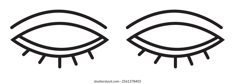 A set of eye icons. Open eye, closed eye, viewing is unavailable. A view or visibility symbol. Isolated vector illustration on white background.