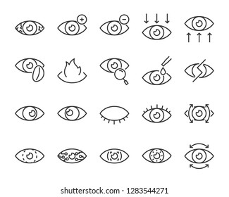 set of eye icons, such as eyedropper, sensitive, blind, eyeball, eyeproblem, lens