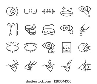 set of eye icons, such as eyedropper, sensitive, blind, eyeball, eyeproblem, lens