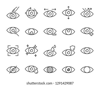 set of eye icons, such as eyedropper, sensitive, blind, eyeball, eyeproblem, lens