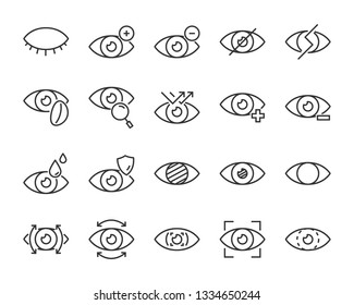 set of eye icons, such as eyedropper, sensitive, blind, eyeball, eyeproblem, lens