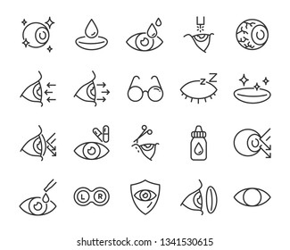 set of eye icons, such as eyedropper, sensitive, blind, eyeball, eyeproblem, lens