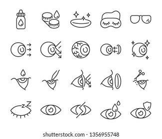 set of eye icons, such as eyedropper, sensitive, blind, eyeball, eyeproblem, lens