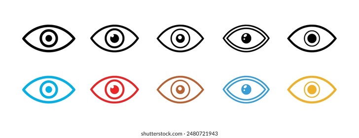 Conjunto de iconos de ojos. Ilustración vectorial en estilo plano